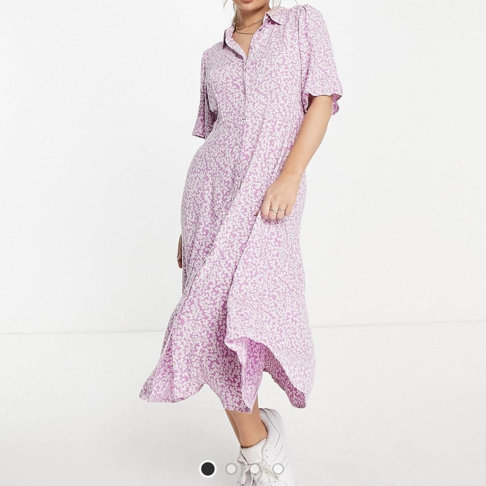 Y.A.S Midi Shirt Dress with lilac floral